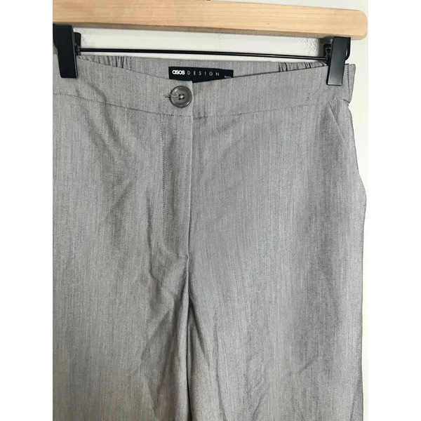 ASOS Design Petite Grey High Waisted Wide Leg Trouser Pants US 2 UK 6 EU 34 - Image 2