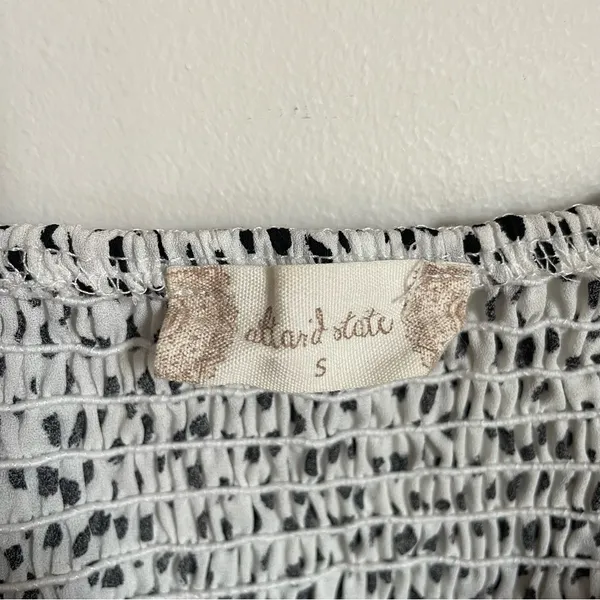 Altar'd State White and Black Puff Sleeve‎ Blouse with Tie Front - Image 3