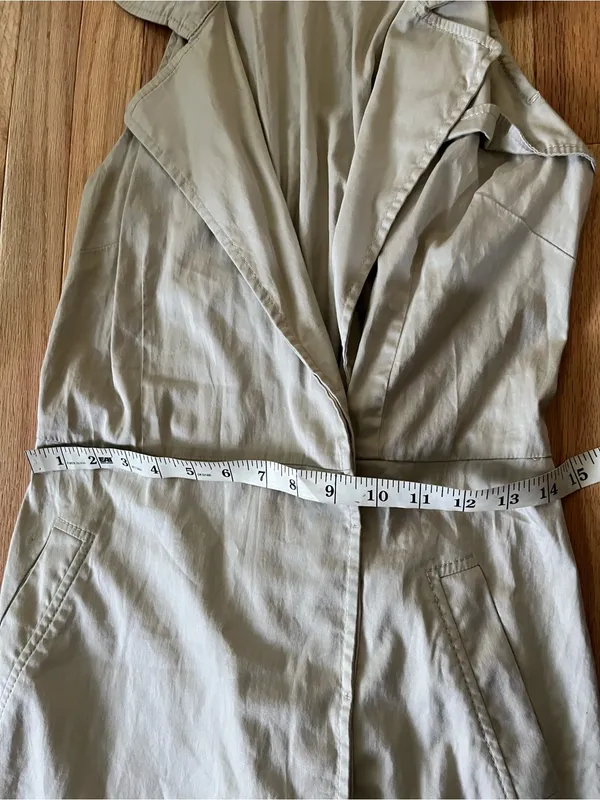 Ann Taylor Safari Beige Khaki Shirt Mini Dress 2 Sleeveless Button Up Preppy - Image 6