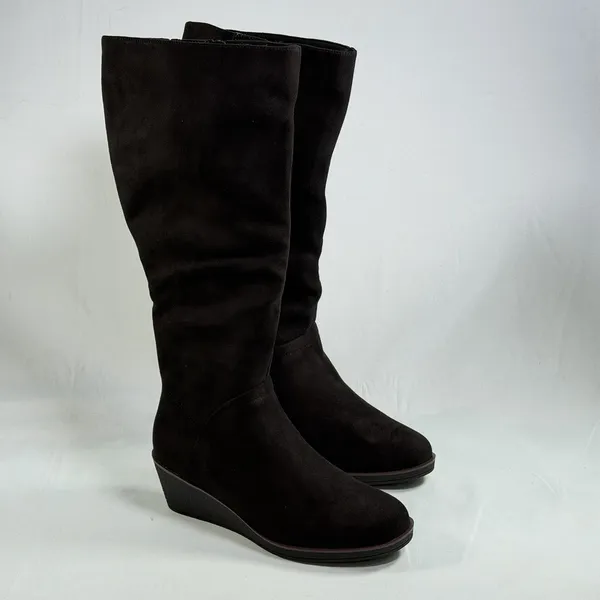 Aerosoles‎ Size-7.5M Women's Binocular Shearling Tall Boots Faux Suede Black - Image 8