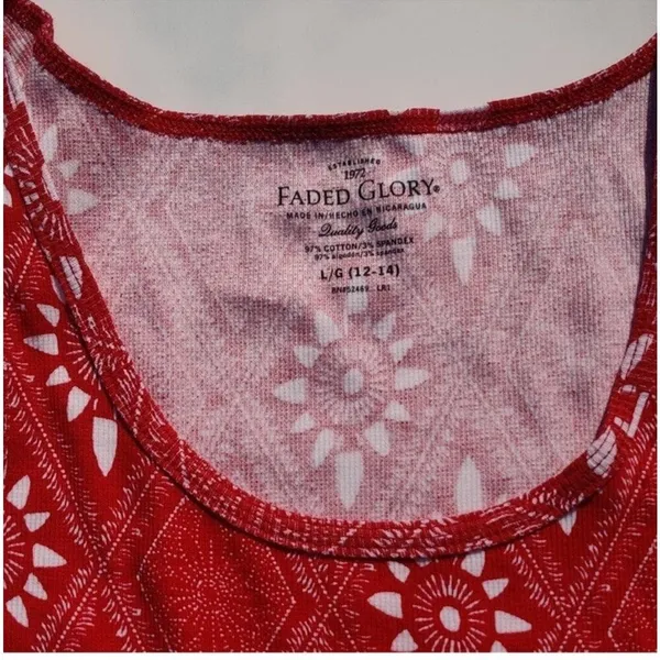 Faded Glory Red Bandana Tank Top Womens Large Cotton Knit - Image 4