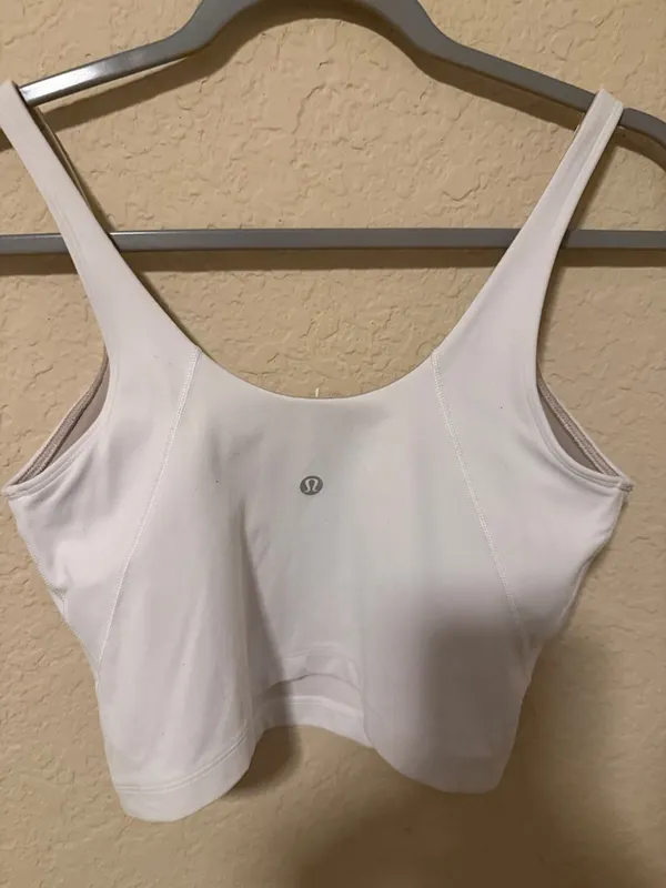 Lululemon White Crop Tank Top with Nude Lining size 8 - Image 2