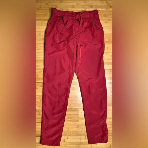Old Navy Womens Strawberry Tropix High Rise Belted Paper Bag Pull-On Pants|Sz:S - Image 14
