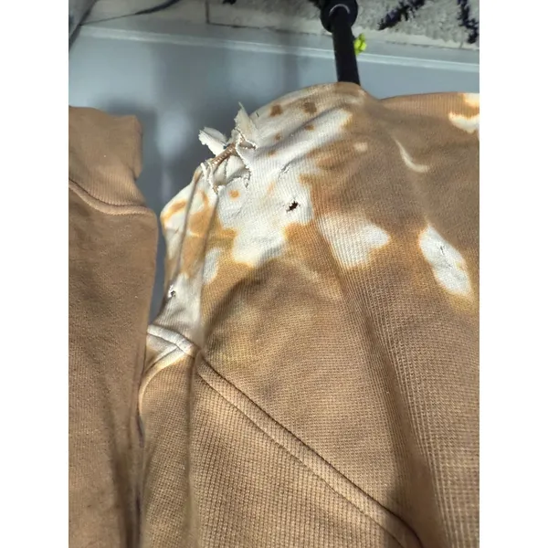 Lululemon Scuba Oversized Funnel Neck‎ Full Zip Jacket XS/S Tan Distressed - Image 4