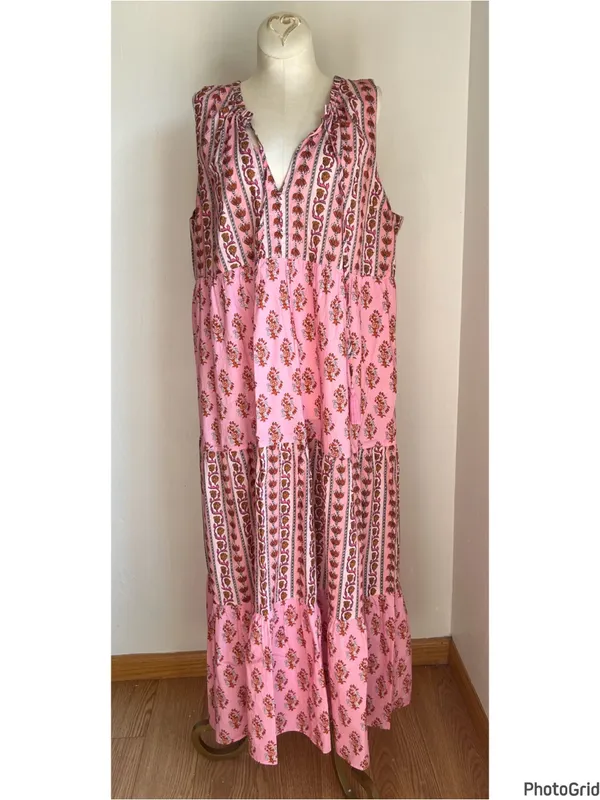 Tuckernuck Pink Camellia Salty Paloma Floral Caftan Maxi Dress Large - Image 2