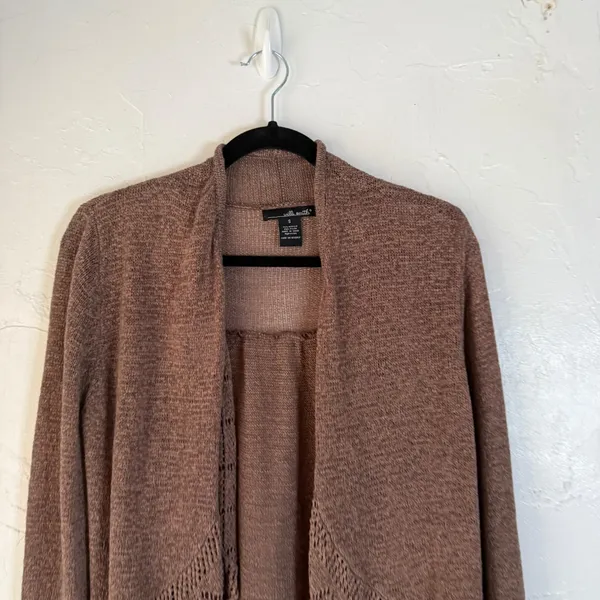 Willi Smith Brown Knit Cardigan SweaterCrochet‎ Size S Boho Western Festival - Image 2