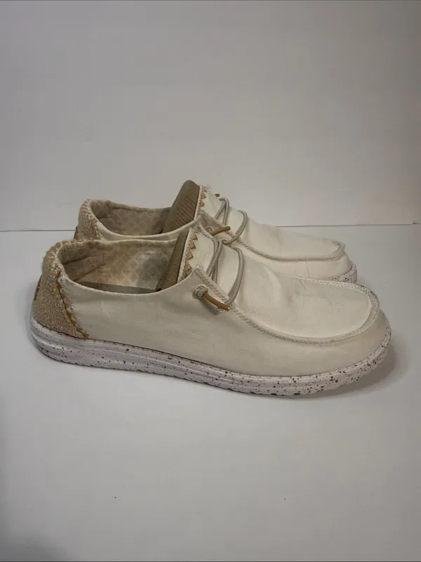 Hey Dude Women's Cream Slip-On Sneakers with Tan Heel Accent - Image 2