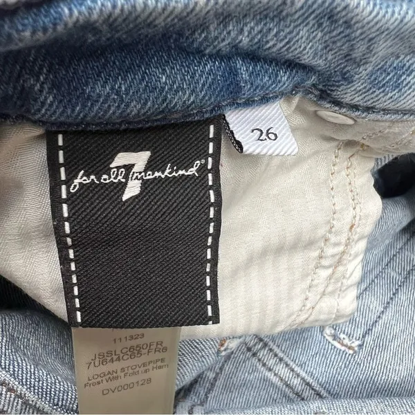 7 For All Mankind Logan Frost Stovepipe Jean with Fold Up Hem Size 26 - Image 14