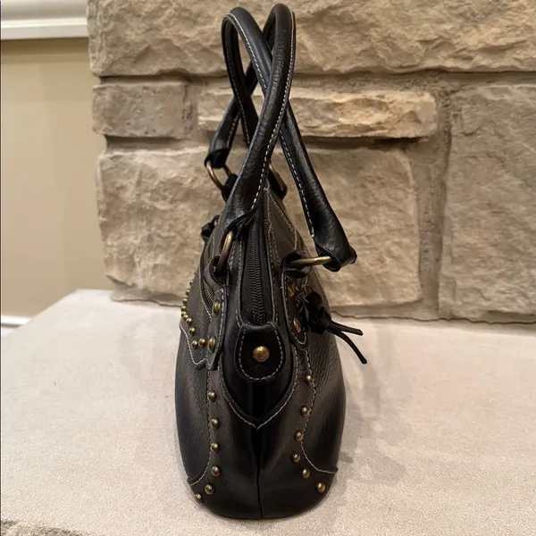 Black Shoulder Bag with gold metal accents studs faux leather Y2K 90’s - Image 5