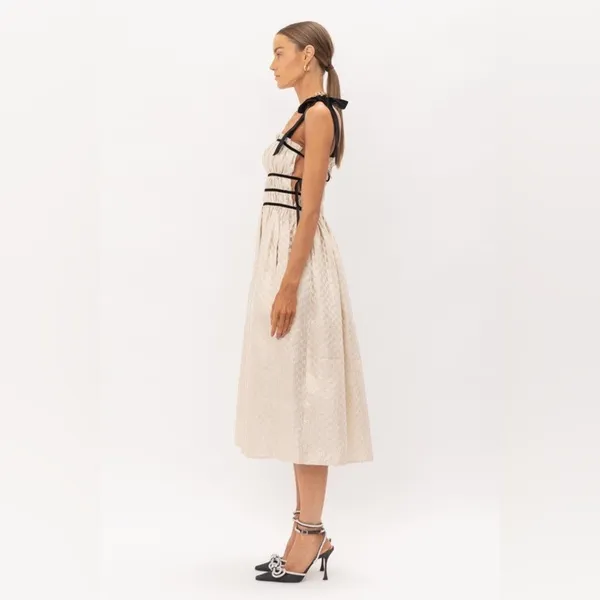 NWT Sofie the Label Claire Dress Gold Jacquard Velvet Straps Size‎ Small - Image 7
