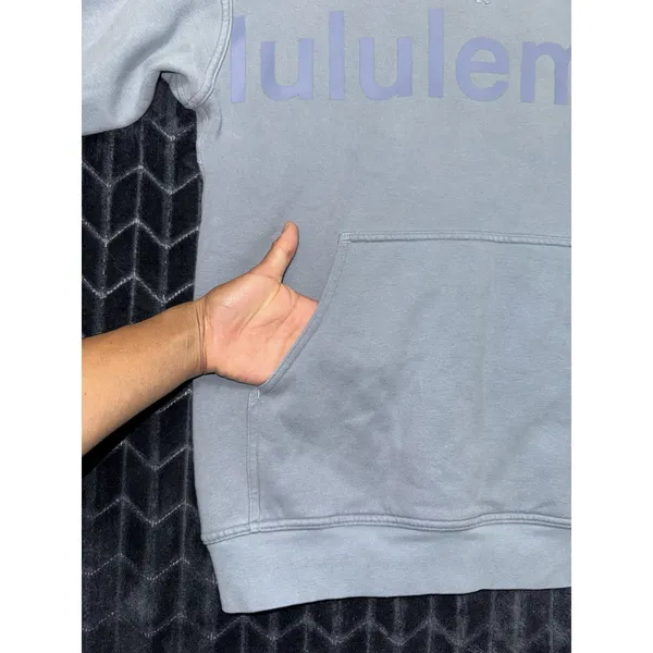 LULULEMON Women's Hoodie Blue Sweatshirt Graphic Spellout All Yours Size 6 - Image 4