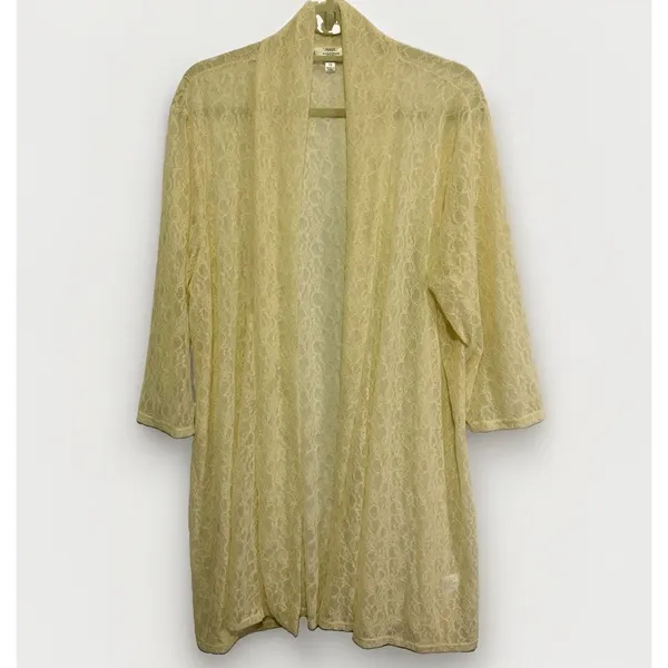 Shannon Ford New York Floral Ivory Lace Open Romantic Kimono Topper Cardigan 2X - Image 2