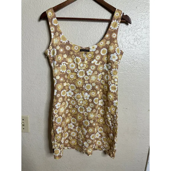 Afends Hemp Tencel Retro Daisy Floral Mini Dress Sleeveless Scoop Neck US 2 - Image 2