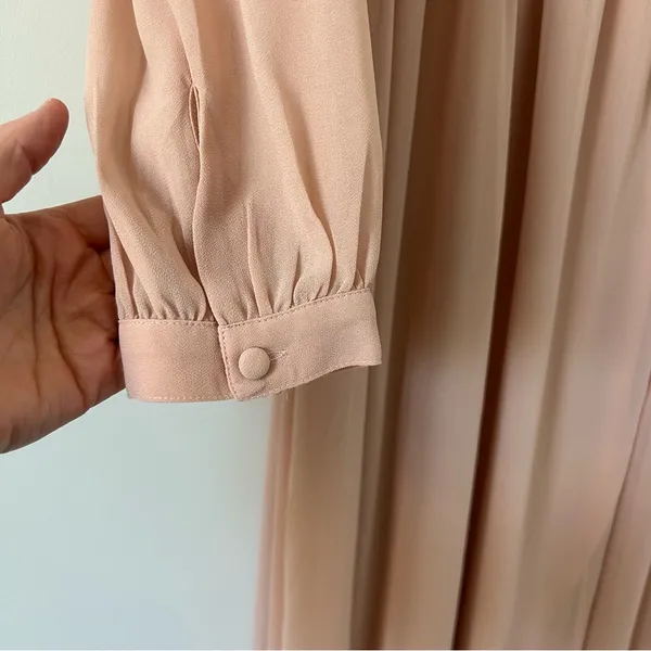 Lulu’s Wonderous Water Lilies Blush Pink Long Sleeve V Neck Maxi Dress NWT M - Image 5