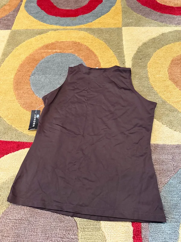 NWT Linda Leal Brown Basic Classic Tank Top Nylon / spandex Women’s Size Medium - Image 3