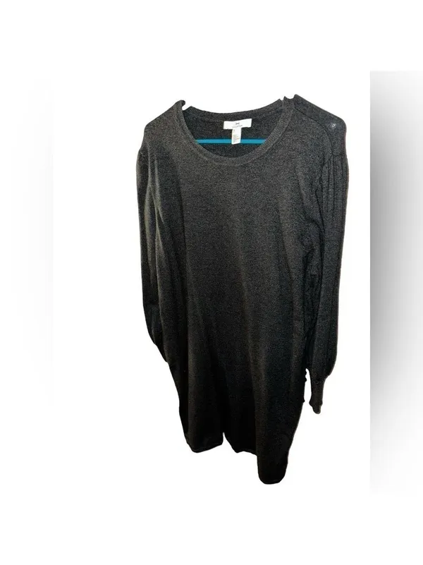 H by Halston Scoopneck Long Sleeve Dark Grey Sweater Dress - Image 3