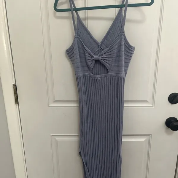 Indikah sweater dress size large blue sparkly , side slit‎ open back - Image 6