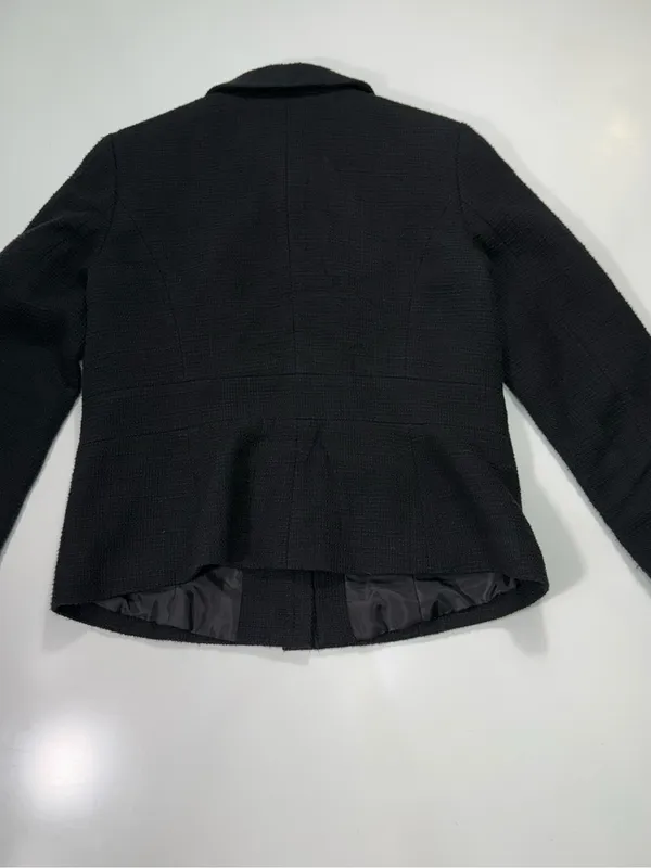 Talbots 100% Cotton Black Zip-Front Textured Blazer Size 6 - Image 7