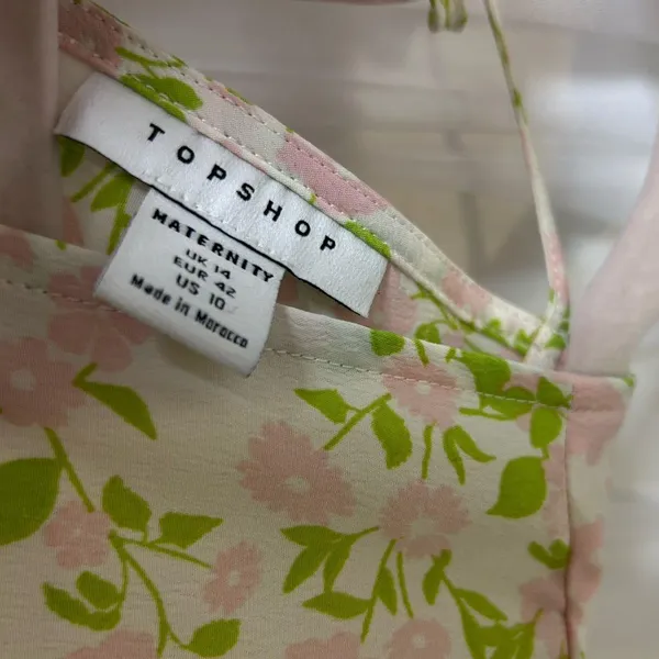 Topshop Pink and Green Floral Dress Size 10 maternity - Image 4