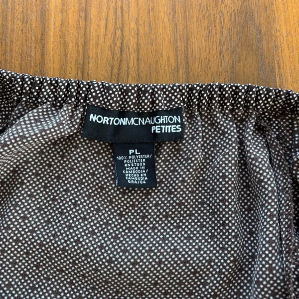 Y2K Vintage Norton McNaughton Maxi Skirt Petite Large Brown Polka Dot Boho Indie - Image 5