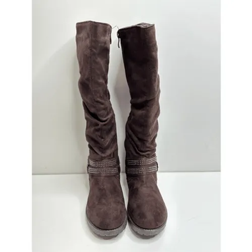 Wanted Brown Faux‎ Suede Slouch Knee High Studded Buckle Boots Size 5.5 - Image 4