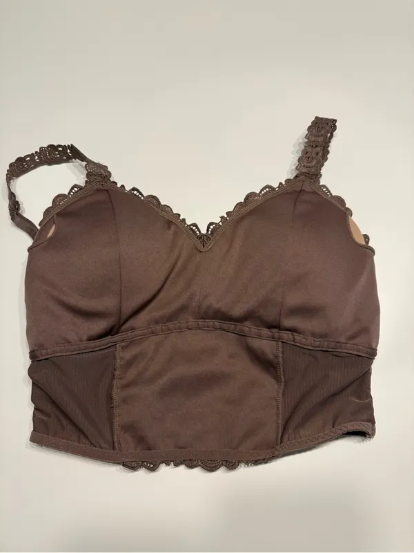BKEssentials Floral Lace Full Coverage Bralette Deep Taupe Lined V - Image 8