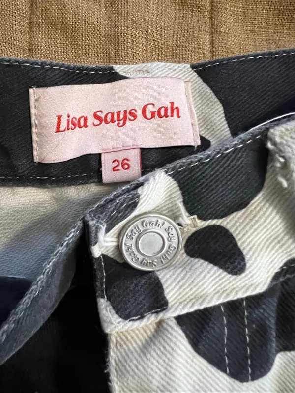 Lisa Says Gah Robyn Cow Print High Rise Straight Leg Jeans 26 - Image 8