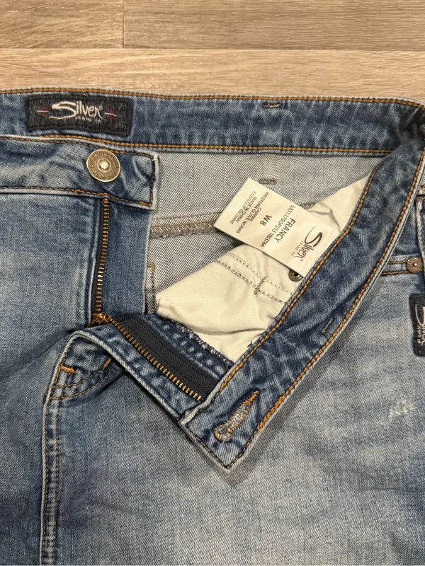 Silver Jeans Co Women's Blue Denim Skirt Francy Casual Frayed Hem Distressed W8 - Image 3