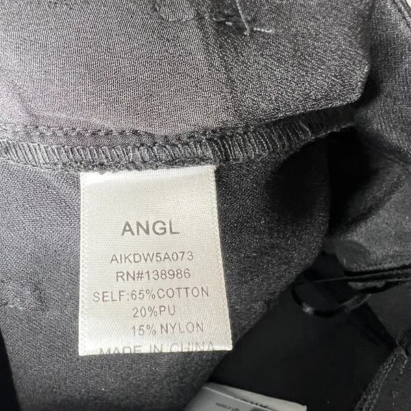 ANGL Black Coated‎ Denim Pencil Skirt High Waisted Faux Leather Look Small - Image 4