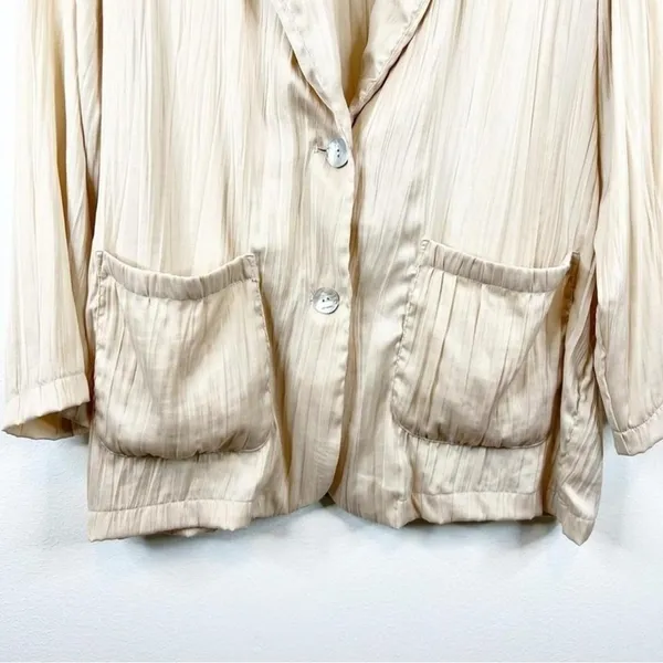ZARA‎ Satin Crinkle Lightweight Blazer Women's Size S Cream Quiet Luxury - Image 5