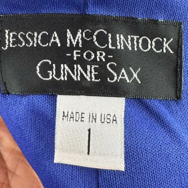 Vintage Jessica‎ McClintock for Gunne Sax Lace Up Back Gown in Blue Size 0 - Image 12