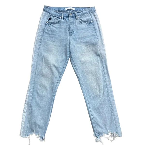 Kancan Jeans‎ Light Wash Distressed Jeans Sz 5/26 Raw Hem High Rise Denim Boho - Image 2