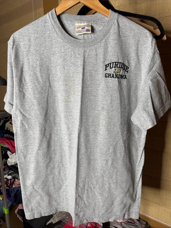 Vintage Steve & Barry’s Purdue Grandma Embroidered T-Shirt Heather Gray Sz Large - Image 2