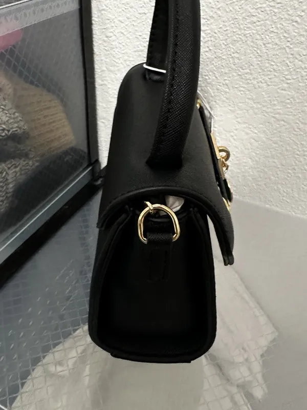 NWT Small Black Hand Bag With Cherry Gold Color Accents Magnet Closure Crossbody - Image 2