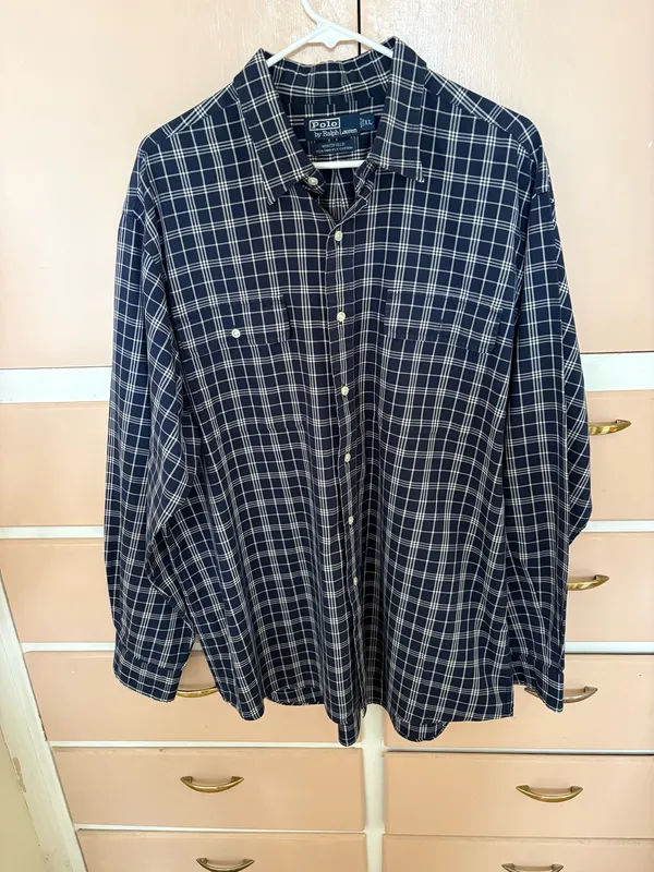 Polo by Ralph Lauren Whitfield Men’s XL Blue Plaid - Button Front Shirt 100% Cotton - Image 9