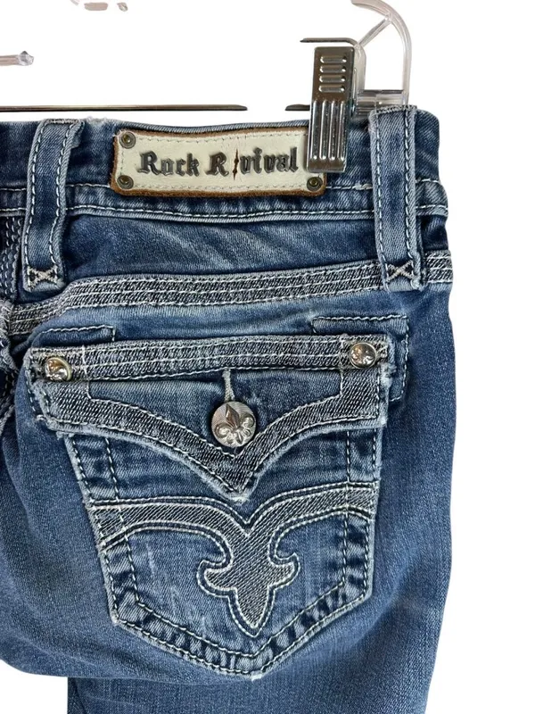 Rock Revival Maggie B21 Bootcut Jeans Women’s 27 Embellished Y2K Medium Wash - Image 5