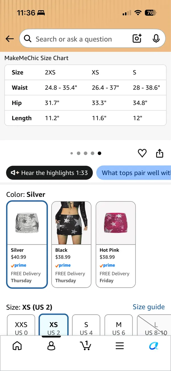 Amazon Silver Star Sequin Mini Skirt - Image 6