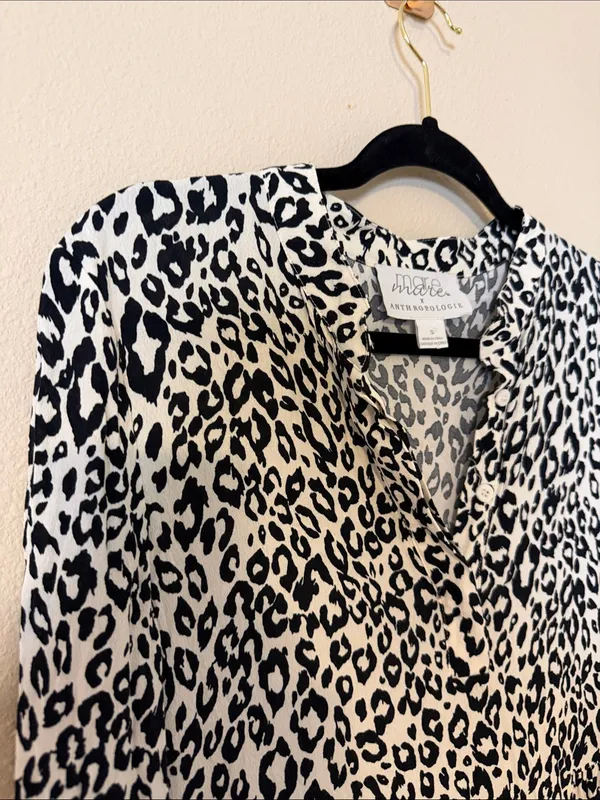MARE MARE X ANTHROPOLOGIE Black White Leopard‎ Print Lynda Maxi Dress Size Small - Image 5