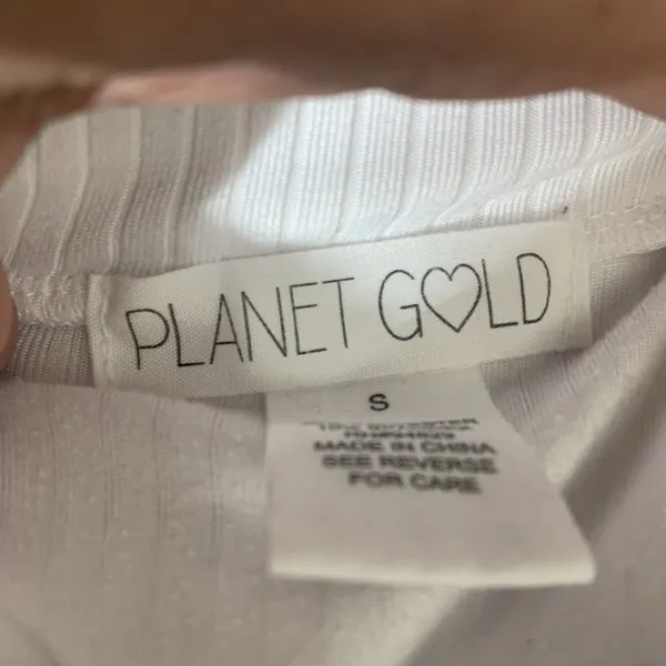 Planet Gold Ribbed Mock Neck Top Women Size S White Long‎ Sleeve Slim Fit Knit - Image 5