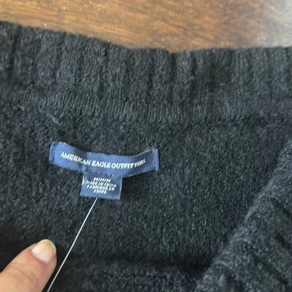 American Eagle Black off shoulder folded collar sweater MSRP $55 - Image 6