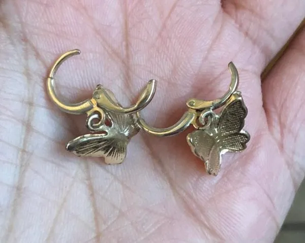 Free People 14k Gold Butterfly Earrings - Image 8