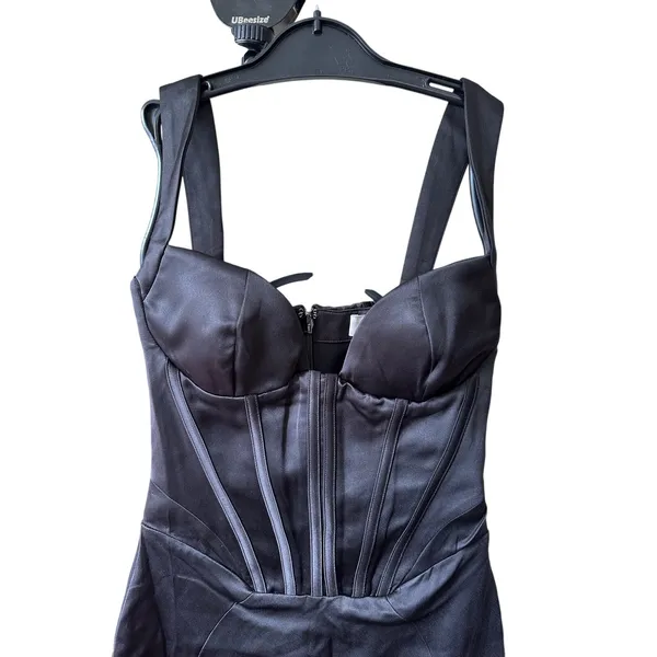 House of CB FIORELLA Black Satin‎ Corset Midi Dress Size Small Feminine Sexy - Image 12