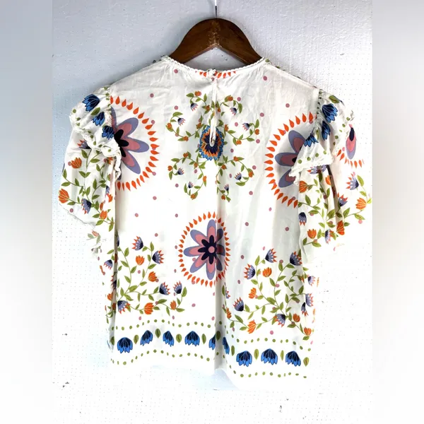 Rose & Olive M Boho Floral Print Ruffle Sleeve Crop Top - Image 2