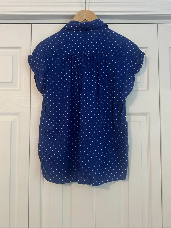 Old Navy Navy Polka Dot Button-Up Blouse, Large - Image 4