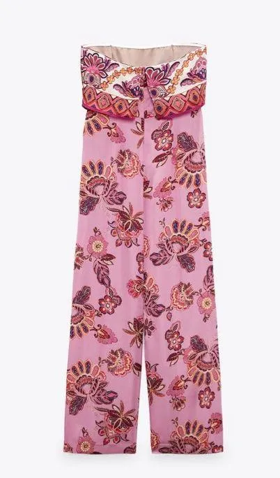 Zara jumpsuit romper wide leg sleeveless boho floral summer vacation casual - Image 15