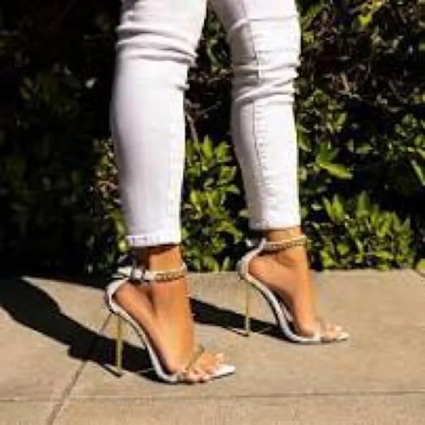 JESSICA RICH Monaco Chain Leather Heels Stilettos - Image 3
