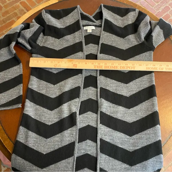 Garnet Hill Wool alpaca‎ Blend Black/Gray Striped Duster Cardigan size small - Image 4
