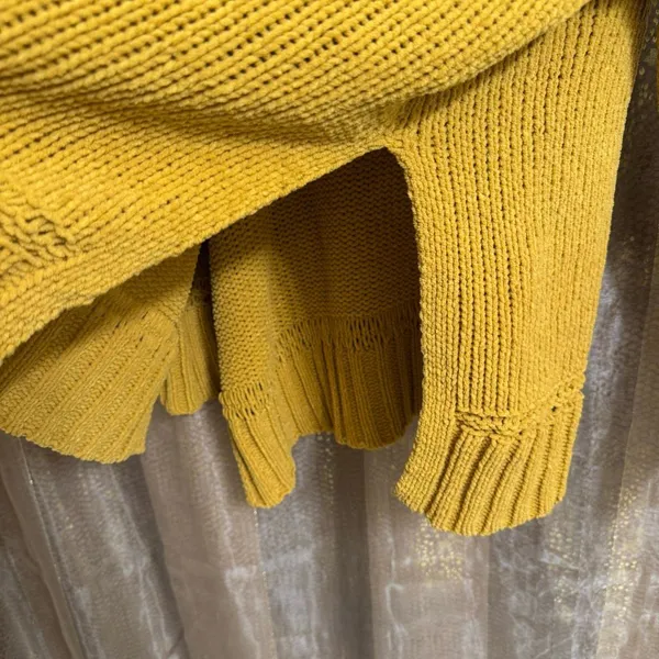 Aerie Mustard Yellow Chunky Knit Turtleneck Fall Oversized Sweater Medium - Image 4