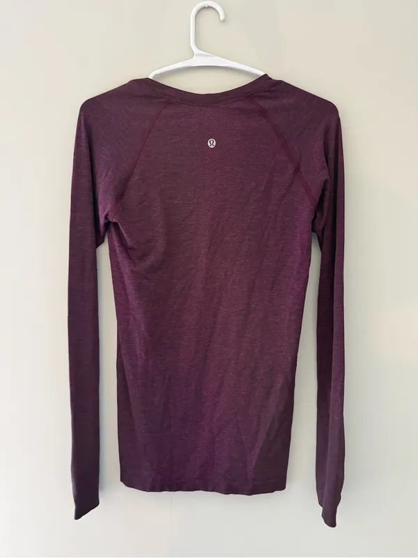 Lululemon Swiftly Tech Long Sleeve Running Top Burgundy Size 6 - Image 5