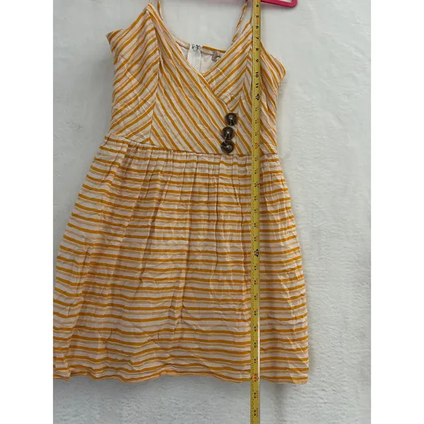 Altar'd State Yellow‎ White Striped Mini Dress Sleeveless Button Detail Large - Image 2